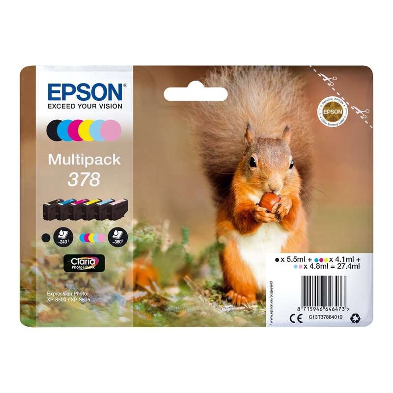 Epson 378 Pack de 6 Tinteiros Originais - C13T37884010