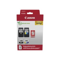Canon PG540 Preto + CL541 Cor Pack de 2 Tinteiros Originais + 50 Folhas de Papel Fotográfico - 5225B013