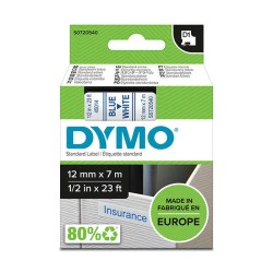 Dymo D1 Fita de Etiquetas Original para Rotuladora - Texto Azul sobre Fondo Branco - Largura 12mm x 7 metros - S0720540