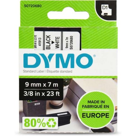 Dymo D1 40913 Fita de Etiquetas Original para Rotuladora - Texto Preto sobre fondo Branco - Largura 9mm x 7 metros - S0720680