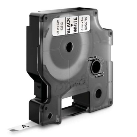 Dymo D1 Fita de Etiquetas Original para Rotuladora - Texto Preto sobre fondo Branco - Largura 6mm x 7 metros - S0720780