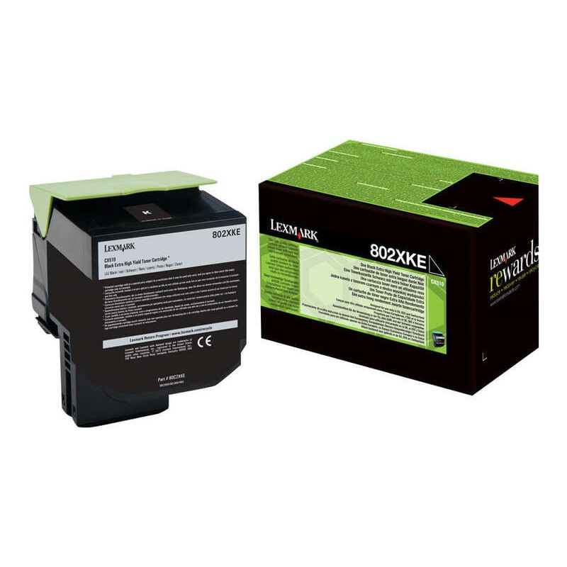 Lexmark CX510 Preto Cartucho de Toner Original - 80C2XK0/80C2XKE/80C0X10/802XK