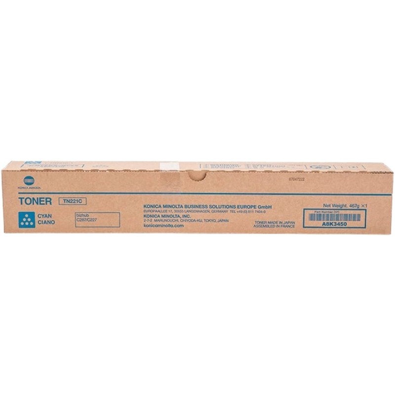 Konica Minolta TN221 Ciano Cartucho de Toner Original - TN221C/A8K3450