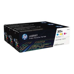HP CE411A/CE412A/CE413A Pack de 3 Cartuchos de Toner Originais - 305A