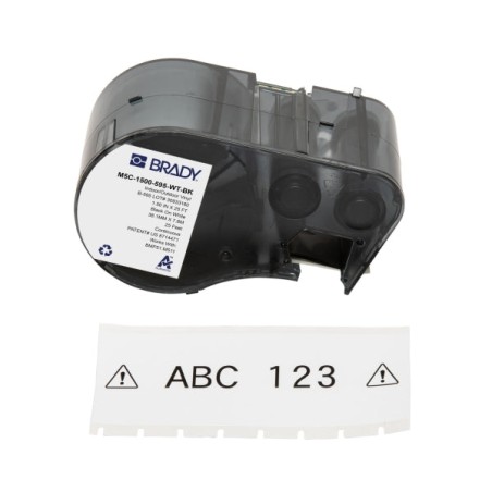 Brady M5C-1500-595-WT-BK Fita de Etiquetas Original Vinilo - Texto Preto sobre Fondo Branco - Largura 38,10mm x 7,62m