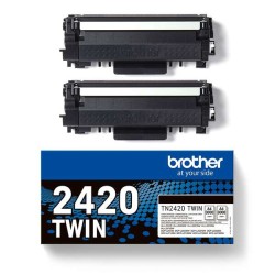 Brother TN2420 Preto Pack de 2 Cartuchos de Toner Originais - TN2420TWIN