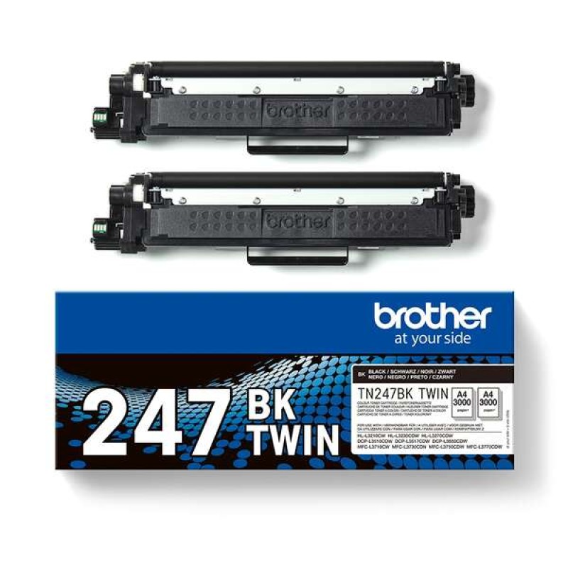 Brother TN247 Preto Pack de 2 Cartuchos de Toner Originais - TN247BKTWIN