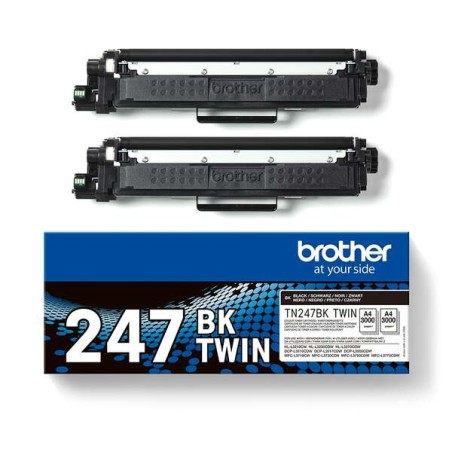 Brother TN247 Preto Pack de 2 Cartuchos de Toner Originais - TN247BKTWIN