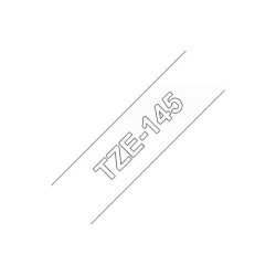 Brother TZe145 Fita Laminada Compatível de Etiquetas - Texto Branco sobre fondo transparente - Largura 18mm x 8 metros