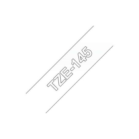 Brother TZe145 Fita Laminada Compatível de Etiquetas - Texto Branco sobre fondo transparente - Largura 18mm x 8 metros