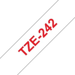 Brother TZe242 Fita Laminada Compatível de Etiquetas - Texto Vermelho sobre fondo Branco - Largura 18mm x 8 metros