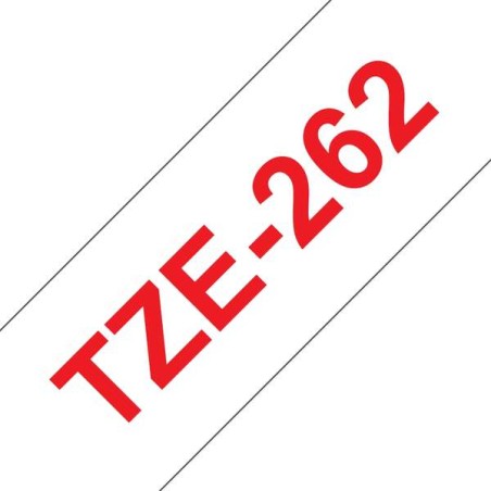 Brother TZe262 Fita Laminada Compatível de Etiquetas - Texto Vermelho sobre fondo Branco - Largura 36mm x 8 metros