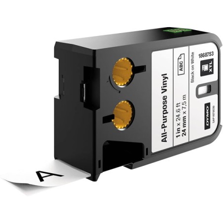 Dymo XTL Fita Vinilo Original para Rotuladora - Texto Preto sobre Fondo Branco - Largura 24mm x 7.5m - 1868753