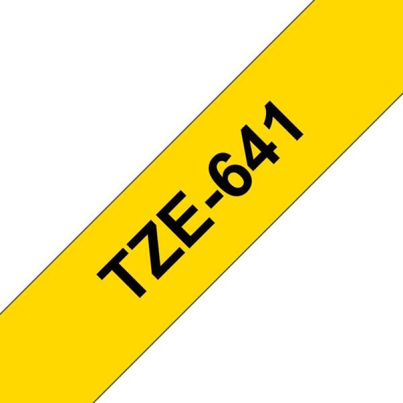 Brother TZe641 Fita Laminada Compatível de Etiquetas - Texto Preto sobre fondo Amarelo - Largura 18mm x 8 metros