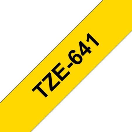 Brother TZe641 Fita Laminada Compatível de Etiquetas - Texto Preto sobre fondo Amarelo - Largura 18mm x 8 metros