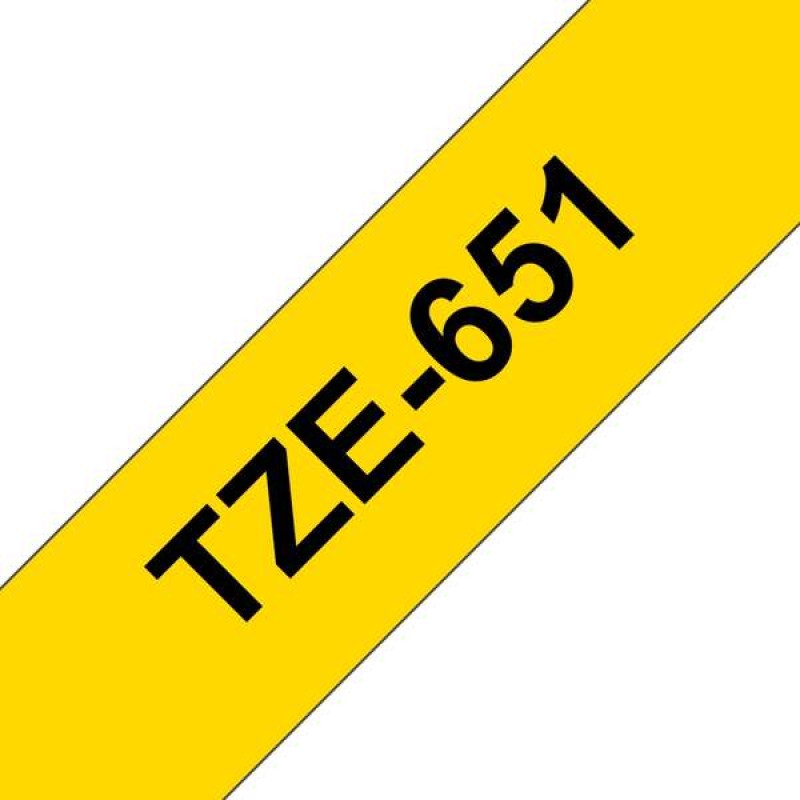 Brother TZe651 Fita Laminada Compatível de Etiquetas - Texto Preto sobre fondo Amarelo - Largura 24mm x 8 metros