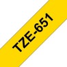 Brother TZe651 Fita Laminada Compatível de Etiquetas - Texto Preto sobre fondo Amarelo - Largura 24mm x 8 metros