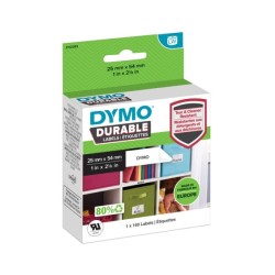 Dymo Durable Pack de 160 Etiquetas Originais para Rotuladora - Texto Preto sobre Fondo Branco - 25mmx54mm - 2112283