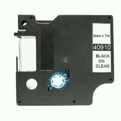 Dymo D1 40910 Fita de Etiquetas Compatível para Rotuladora - Texto Preto sobre fondo transparente - Largura 9mm x 7 metros - Sub