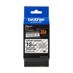 Brother TZeS131 Fita Laminada Super Adesiva Original de Etiquetas - Texto Preto sobre fondo transparente - Largura 12mm x 8 metr