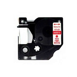Dymo D1 45015 Fita de Etiquetas Compatível para Rotuladora - Texto Vermelho sobre fondo Branco - Largura 12mm x 7 metros - Subst