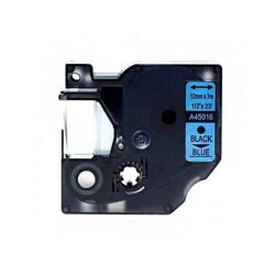 Dymo D1 45016 Fita de Etiquetas Compatível para Rotuladora - Texto Preto sobre fondo Azul - Largura 12mm x 7 metros - Substitui 