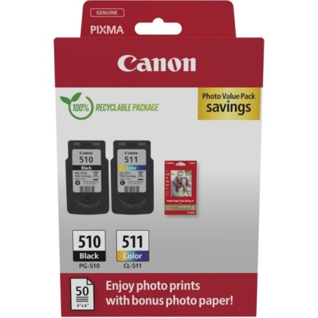 Canon PG-510/CL-511 Multipack de 2 Tinteiros Originais + 50 Folhas de Papel Fotográfico - 2970B017