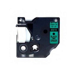 Dymo D1 45019 Fita de Etiquetas Compatível para Rotuladora - Texto Preto sobre fondo Verde - Largura 12mm x 7 metros - Substitui