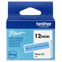 Brother Btag-L33 Fita 12mm - Texto Azul sobre Fondo Azul Claro - Medidas 12mmx4 Metros - Apta para PTN10, PTN20, PTN25BT
