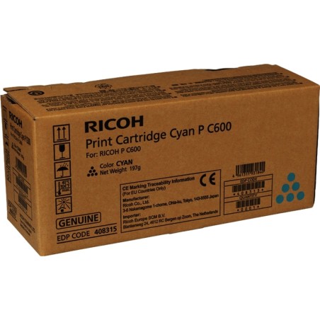 Ricoh PC600 Ciano Cartucho de Toner Original - 408315/P C600C