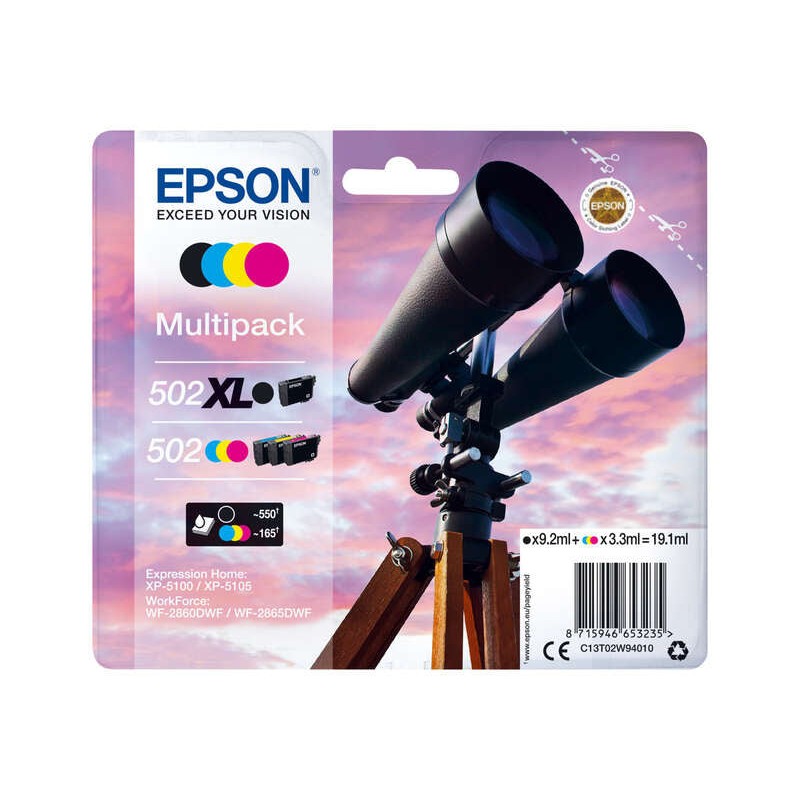 Epson 502XL/502 Pack de 4 Tinteiros Originais - C13T02W94010
