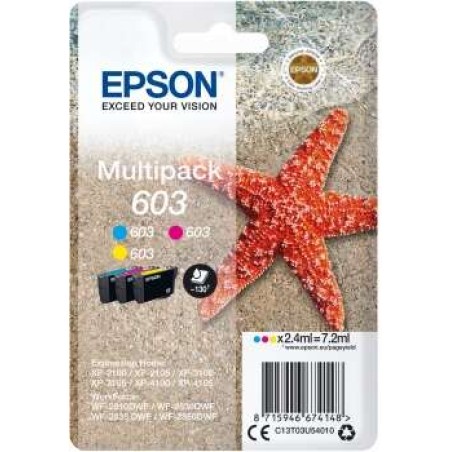 Epson 603 Pack de 3 Tinteiros Originais - Cyan, Magenta, Amarelo - C13T03U54010