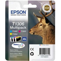 Epson T1306 Pack de 3 Tinteiros Originais - Ciano, Magenta, Amarelo - C13T13064012
