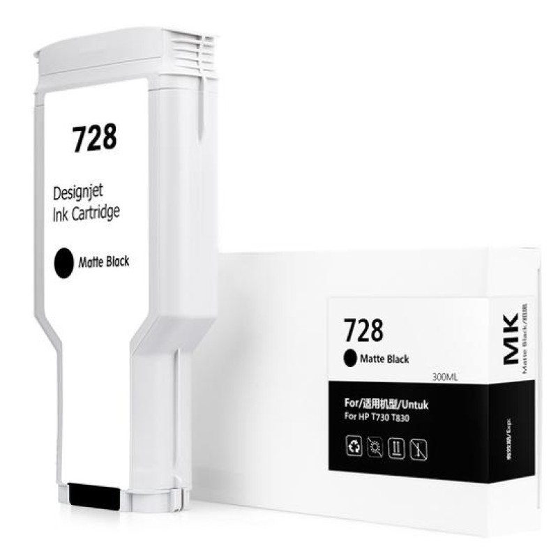 Compatible HP 728 Black Mate Ink Cartridge Pigmented - Replaces F9J68A/F9J64A/3WX25A
