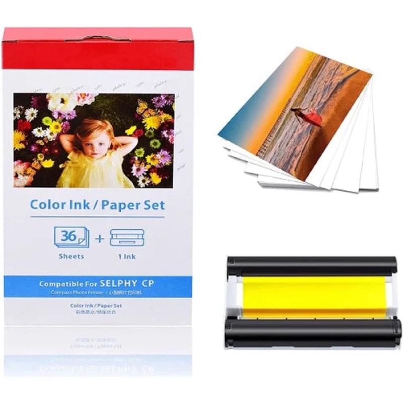 Canon KP-36IP Pack de Tinta Compatível e 36 Folhas Papel Fotográfico, 100x148 mm - Substitui 7737A001