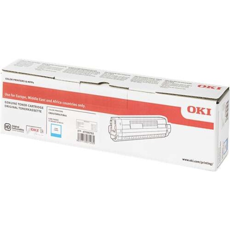 OKI C824/C834/C844 Ciano Cartucho de Toner Original - 47095703