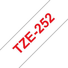 Brother TZe252 Cinta Laminada Generica de Etiquetas - Texto rojo sobre fondo blanco - Ancho 24mm x 8 metros