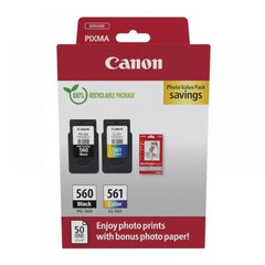 Canon PG560/CL561 Pack de 2 Cartuchos de Tinta Originales + Papel Fotografico Brillante GP-501 - 3713C008